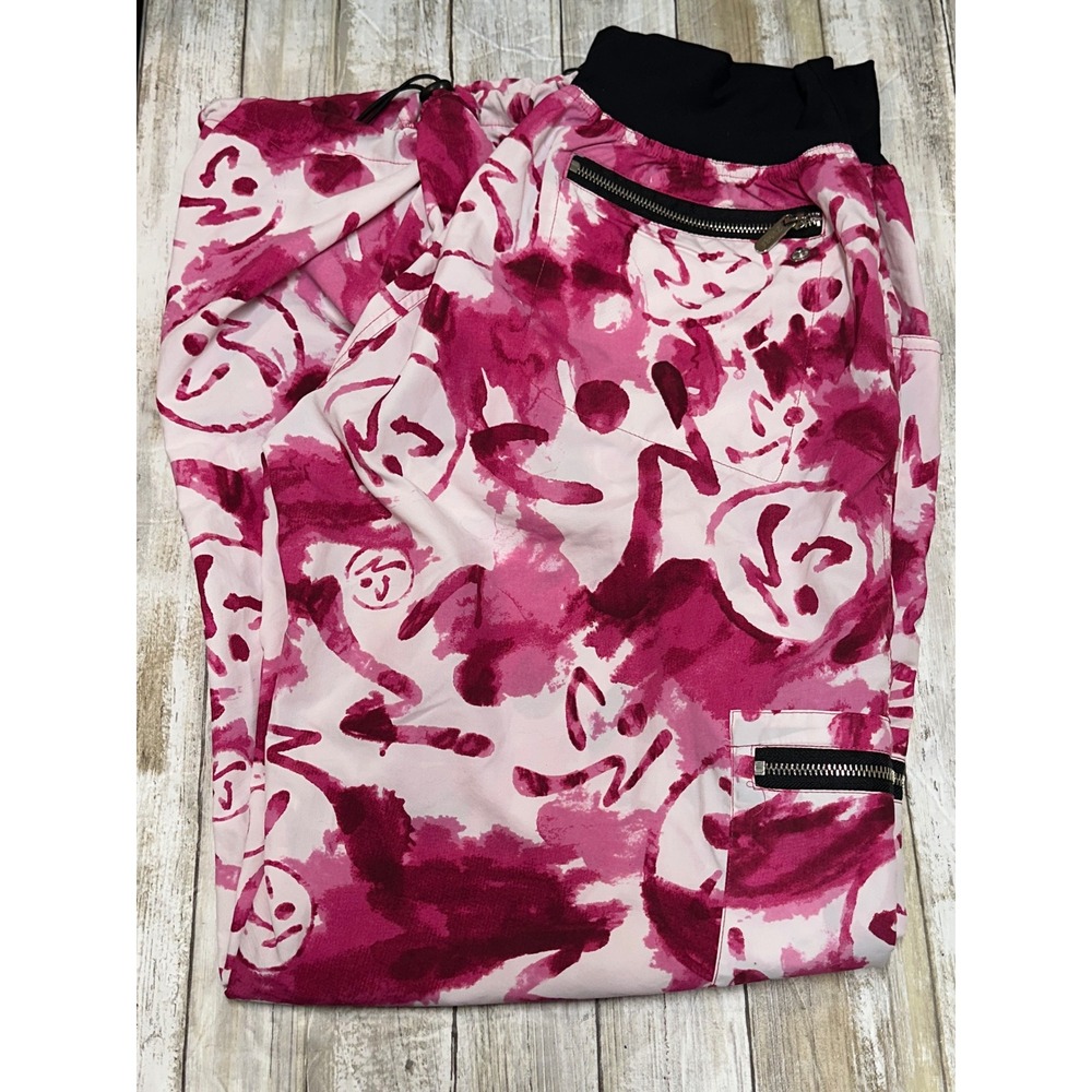 Zumba Wear Pink Abstract Cargo Dance Pants Women's XXL Adjustable  toggle‎ hem